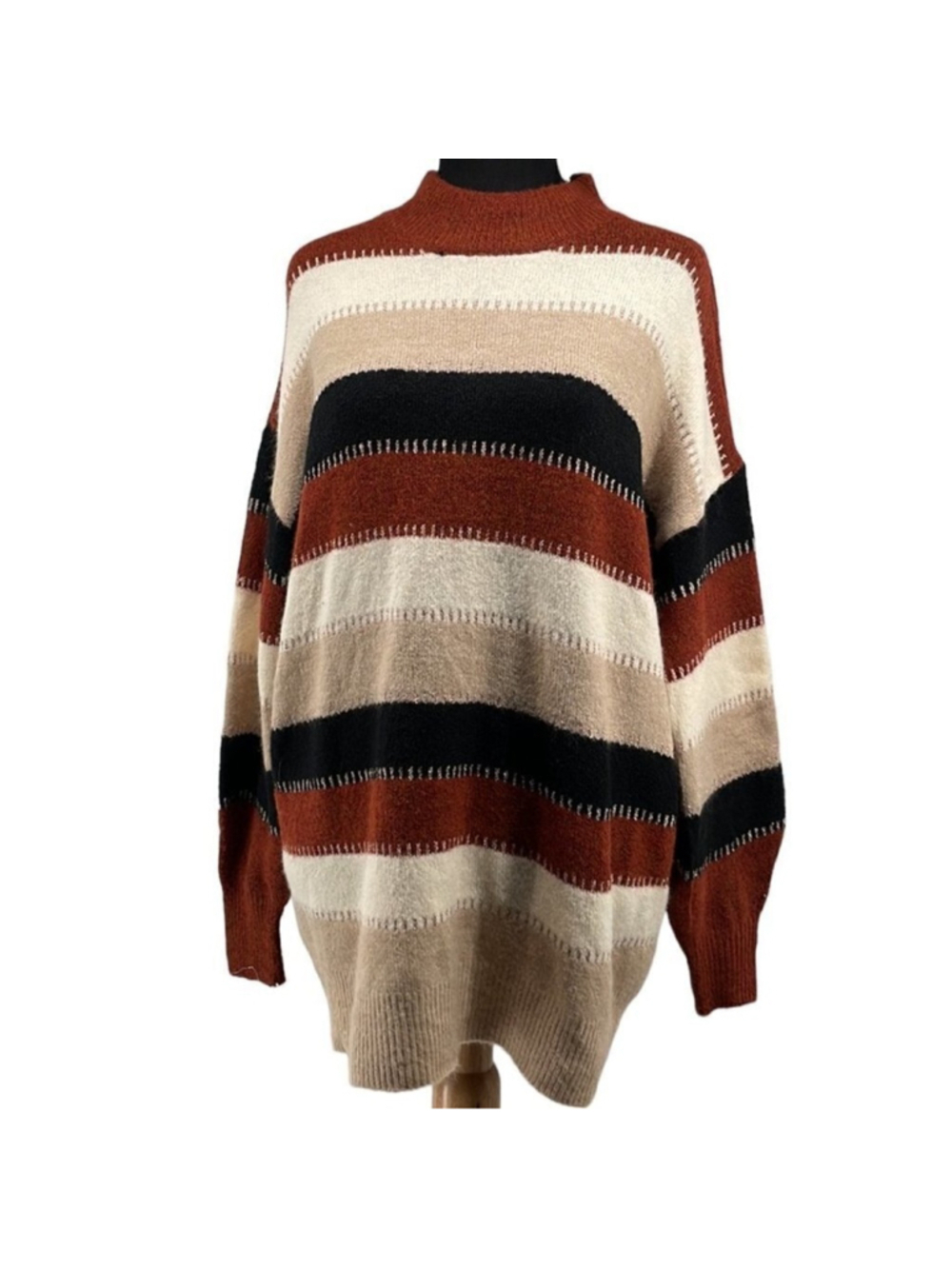Pink Martini Neutral Sweater Metallic Thread Oversized Cozy Boutique Xs NWT